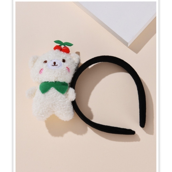 Fixed Price - Cute White Fluffy Teddy Headband With cherry ( Brand New)